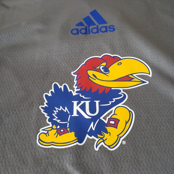 Kansas Jayhawks Long Sleeve Hooded Training Shirt Mens Large Tall LT Gray Adidas - Picture 4 of 13